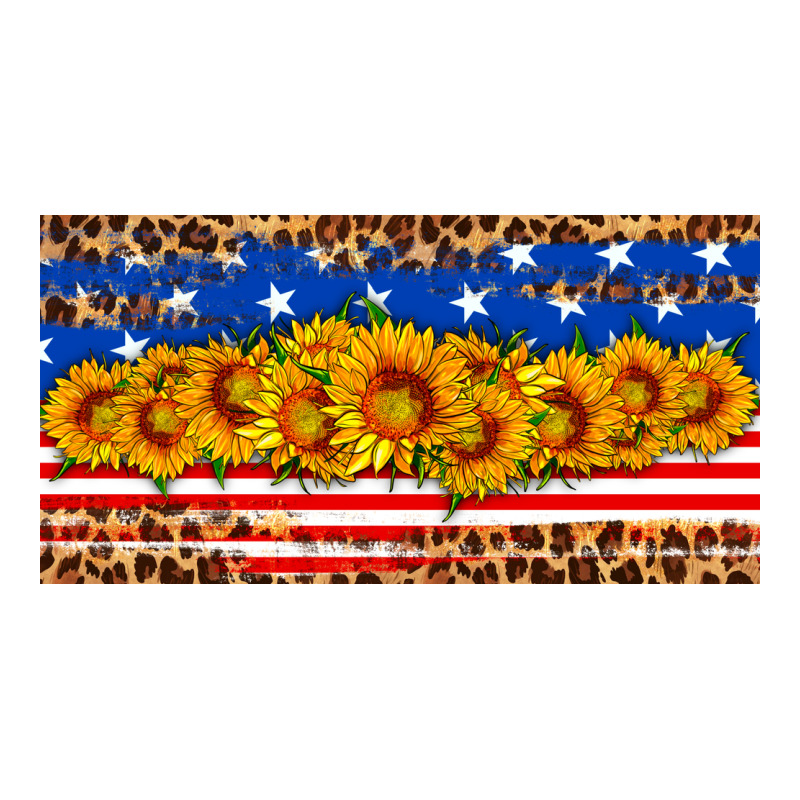 Usa Flag Sunflowers License Plate Ladies Tee by HRA Design Shop | Teevron