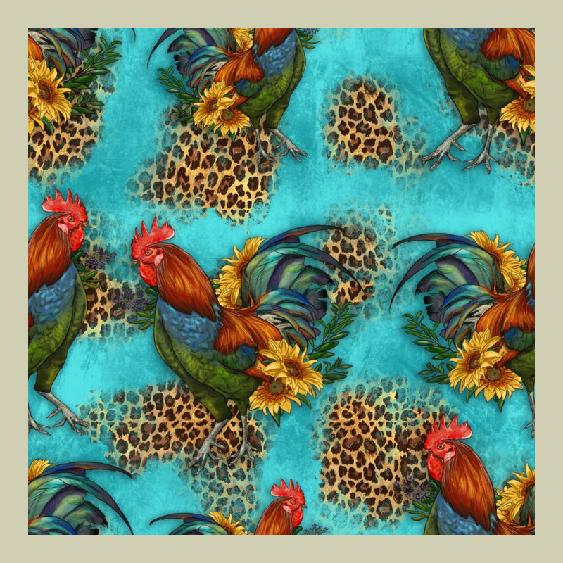 Rooster And Sunflowers Seamless Pattern Heavy Core Tee by HRA Design Shop | Teevron