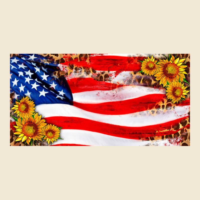 Usa Flag And Sunflower License Plate Ladies Tee by HRA Design Shop | Teevron