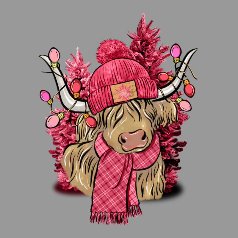 Pink Winter Long Haired Cow Vintage Hoodie by NancyCooperArtShop | Teevron