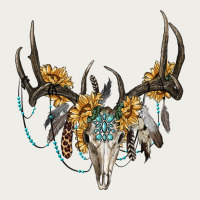 Boho Deer Skull Sunflowers And Gemstone Zipper Hoodie | Teevron