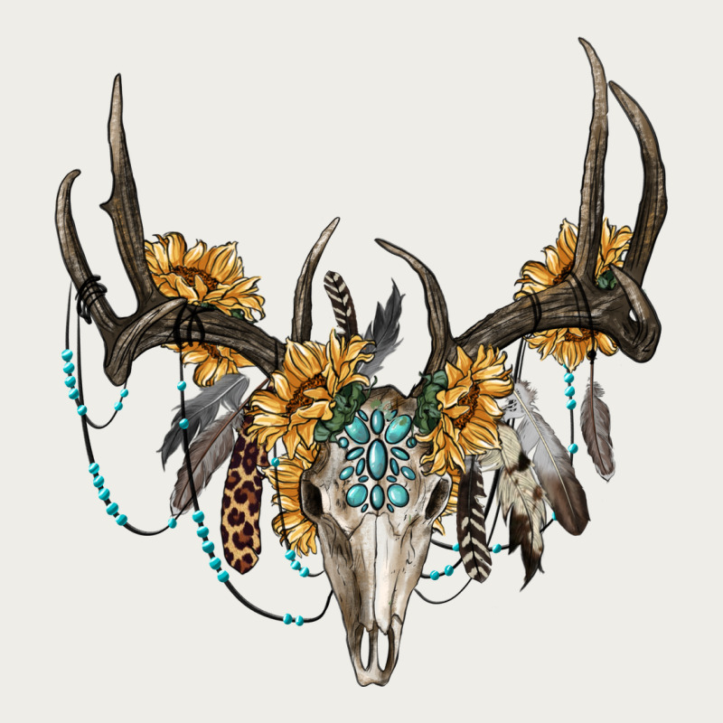 Boho Deer Skull Sunflowers And Gemstone Zipper Hoodie by RanaPortraitStore | Teevron