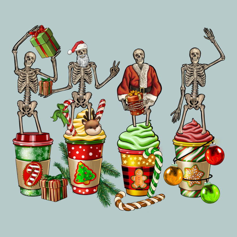 Christmas Skeleton Coffee Cups Heavy Core Tee by FaDigitalArtStudio | Teevron