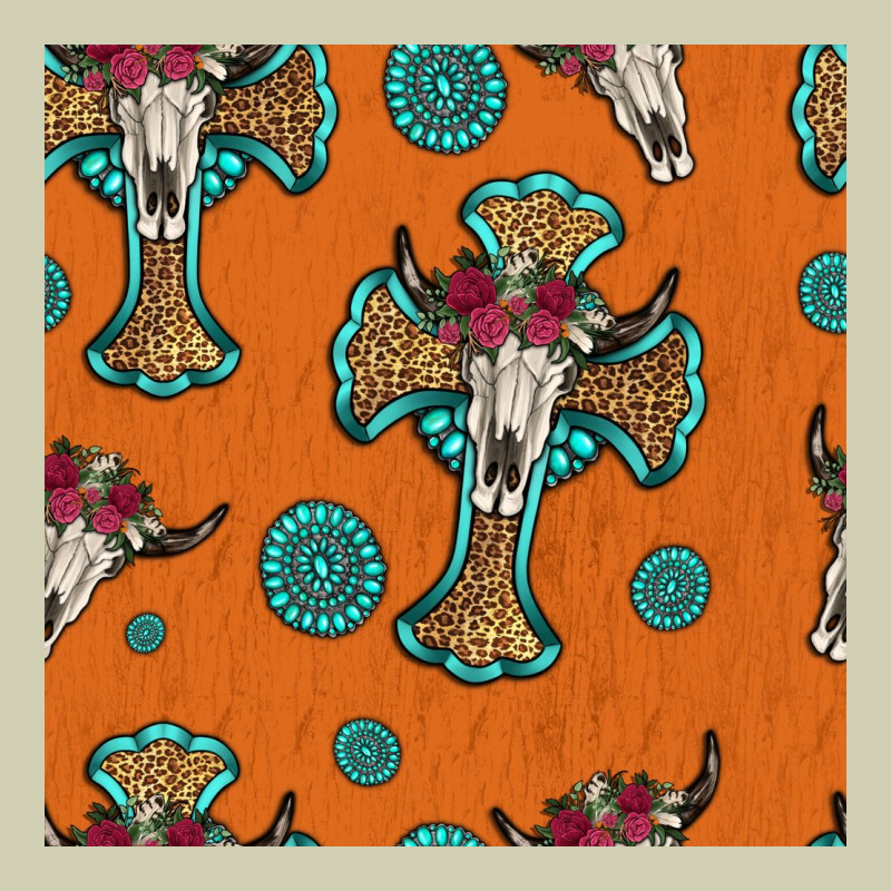 Western Cross And Bull Skull Seamless Pattern Heavy Core Tee by HRA Design Shop | Teevron