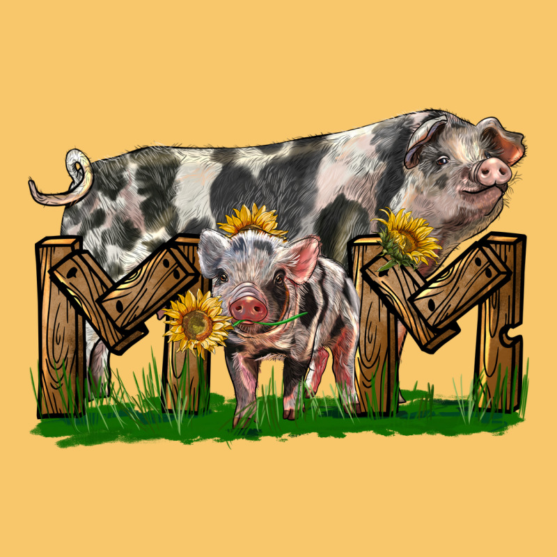 Western Mom With Spotted Pig And Baby Pig Vintage Hoodie by LillyAllenDesigns | Teevron