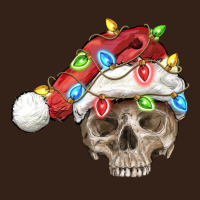 Christmas Skull With Santa Hat Heavy Core Tee | Teevron