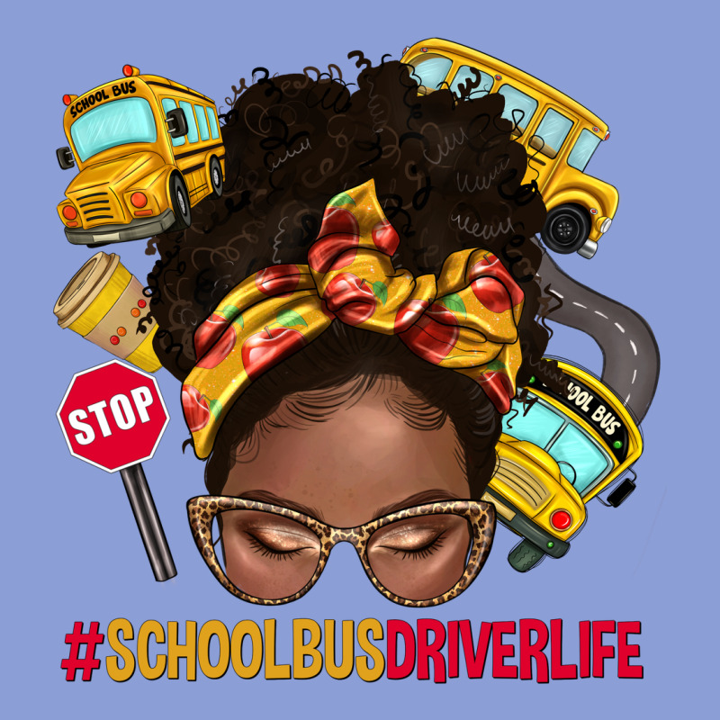 School Bus Driver Life Afro Messy Bun Long Sleeve Tee by NancyCooperArtShop | Teevron