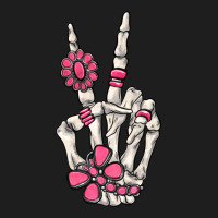 Pink Gemstone Peace Skeleton Hand Classic Tee | Teevron