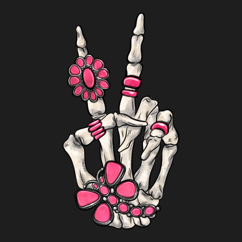Pink Gemstone Peace Skeleton Hand Classic Tee by MaliasSmallBusiness | Teevron