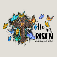 He Is Risen Matthew 28 6 Cross With Butterflies Cowhide Background Heavy Core Tee | Teevron