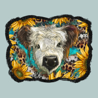 White Scottish Calf With Sunflowers Western  Background Heavy Core Tee | Teevron