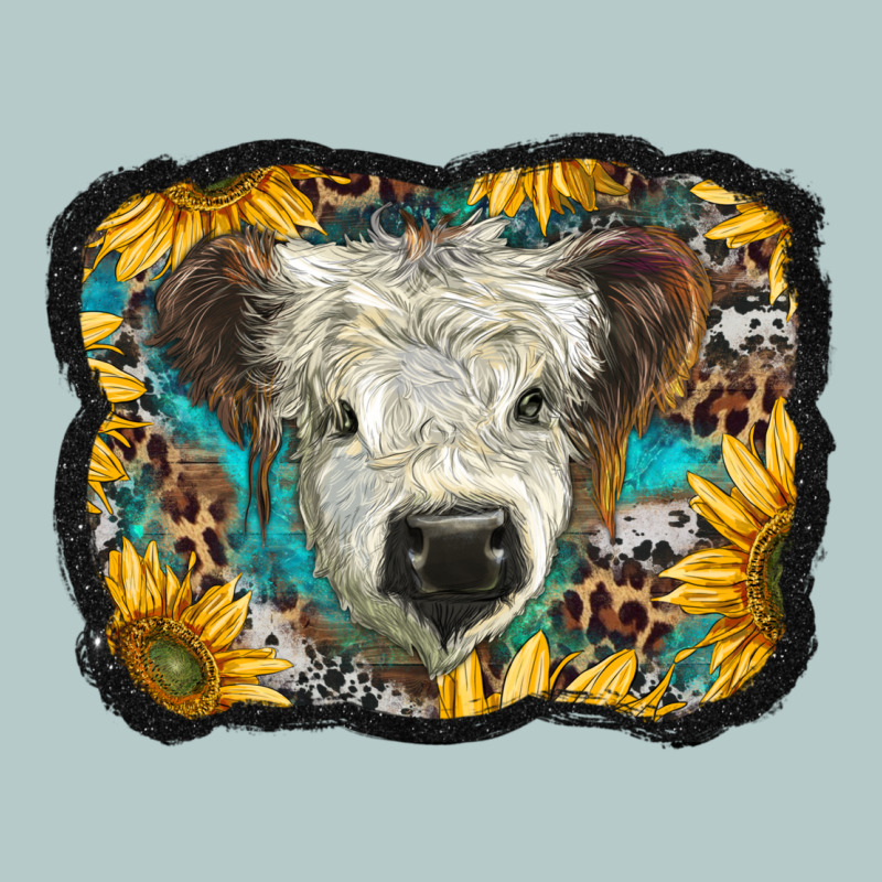 White Scottish Calf With Sunflowers Western  Background Heavy Core Tee by BarkalooDesign | Teevron