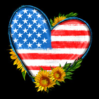 Usa Flag Heart With Sunflower Ladies Tee | Teevron