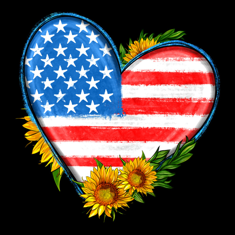 Usa Flag Heart With Sunflower Ladies Tee by HRA Design Shop | Teevron