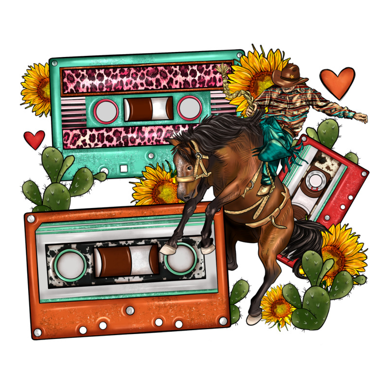 Rodeo Sunflower Cactus Cassette Ladies Tee by FaDigitalArtStudio | Teevron