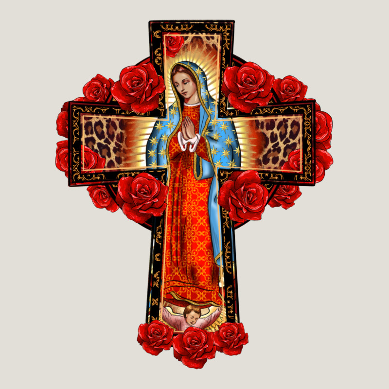 Lady Of Guadalupe Rose Cross, Heavy Core Tee by BarkalooDesign | Teevron