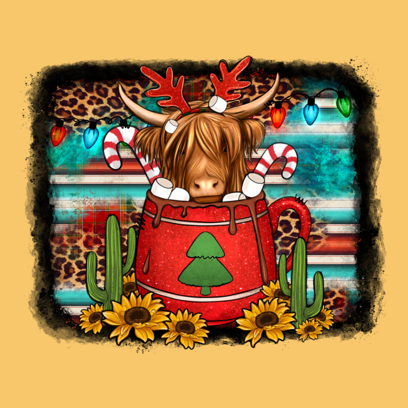 Hot Coco Christmas Highland Cow With Background Vintage Hoodie by Jasminsmagicworld | Teevron
