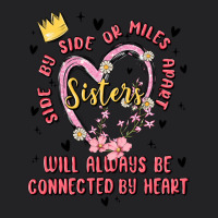 Side By Side Or Miles Apart Sisters Will Always Be Connected By Heart Vintage Tee | Teevron