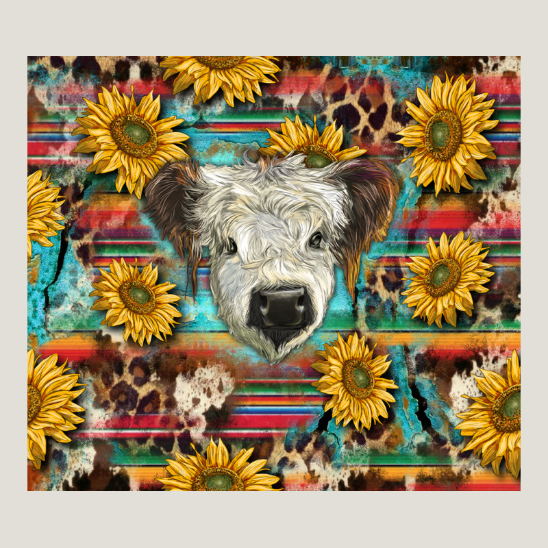 White Scottish Calf And Sunflowers Heavy Core Tee by BarkalooDesign | Teevron