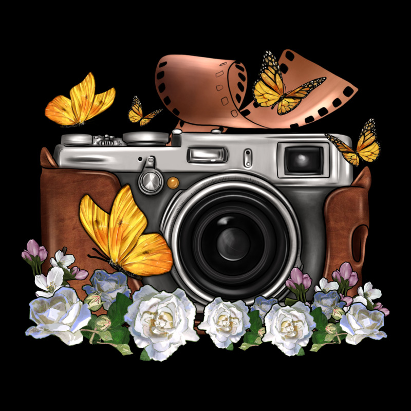 Floral Butterfly Film Roll Vintage Camera Heavy Core Tee by FaDigitalArtStudio | Teevron