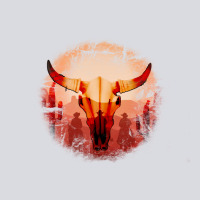 Western Cowboy Sunset Bull Skull Zipper Hoodie | Teevron