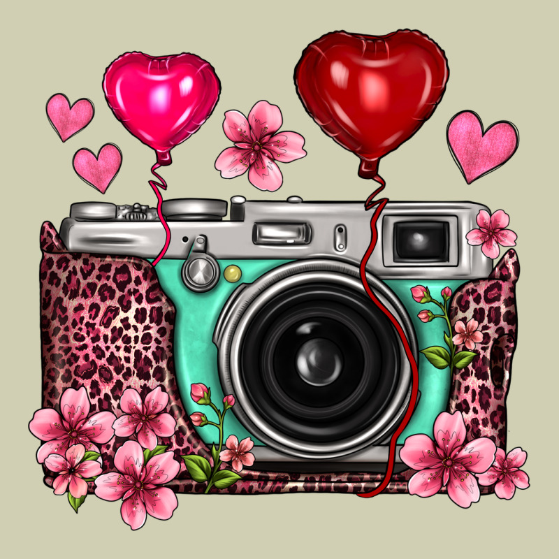 Floral Heart Pink Leopard Vintage Camera Heavy Core Tee by FaDigitalArtStudio | Teevron