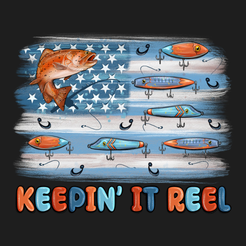 Fishing Lure Flag Keepin' It Reel Classic Tee by MaliasSmallBusiness | Teevron