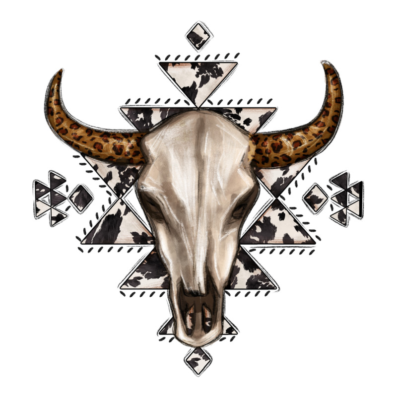 Bull Skull With Aztec Long Sleeve Tee by MaliasSmallBusiness | Teevron
