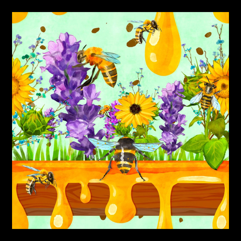 Honeydrip Bee Lavender Daisy Sunflower Seamless Pa Ladies Tee by FaDigitalArtStudio | Teevron