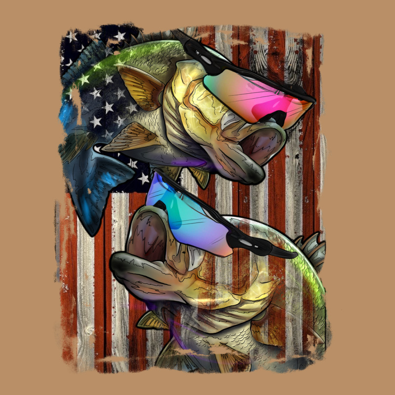 American Flag With Bass Fish Vintage Hoodie by LillyAllenDesigns | Teevron