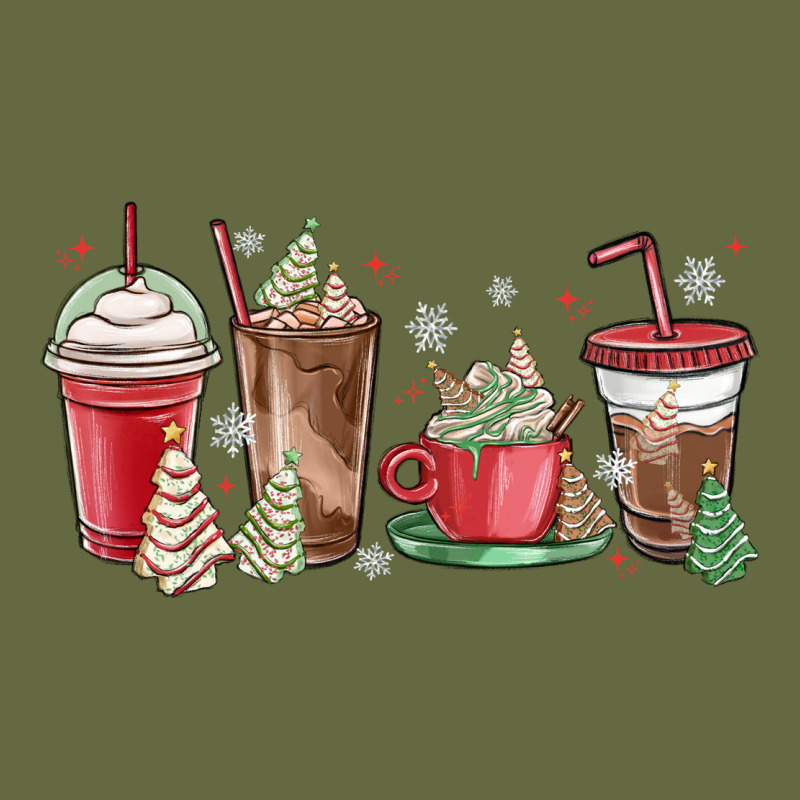 Christmas Tree Cake And Coffee Cups Long Sleeve Tee by MaliasSmallBusiness | Teevron