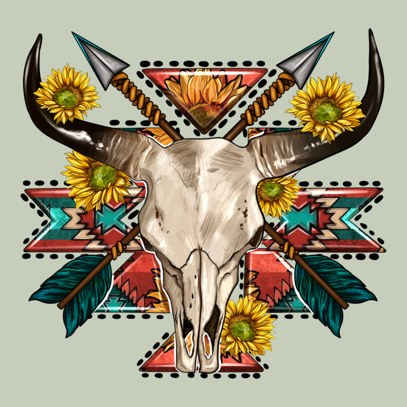 Aztec Western Bull Skull Long Sleeve Tee by NancyCooperArtShop | Teevron