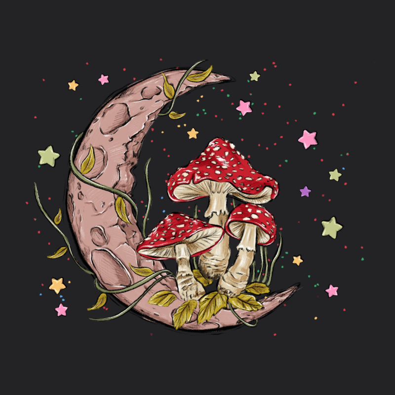 Moon And Mushrooms Vintage Tee by MaliasSmallBusiness | Teevron