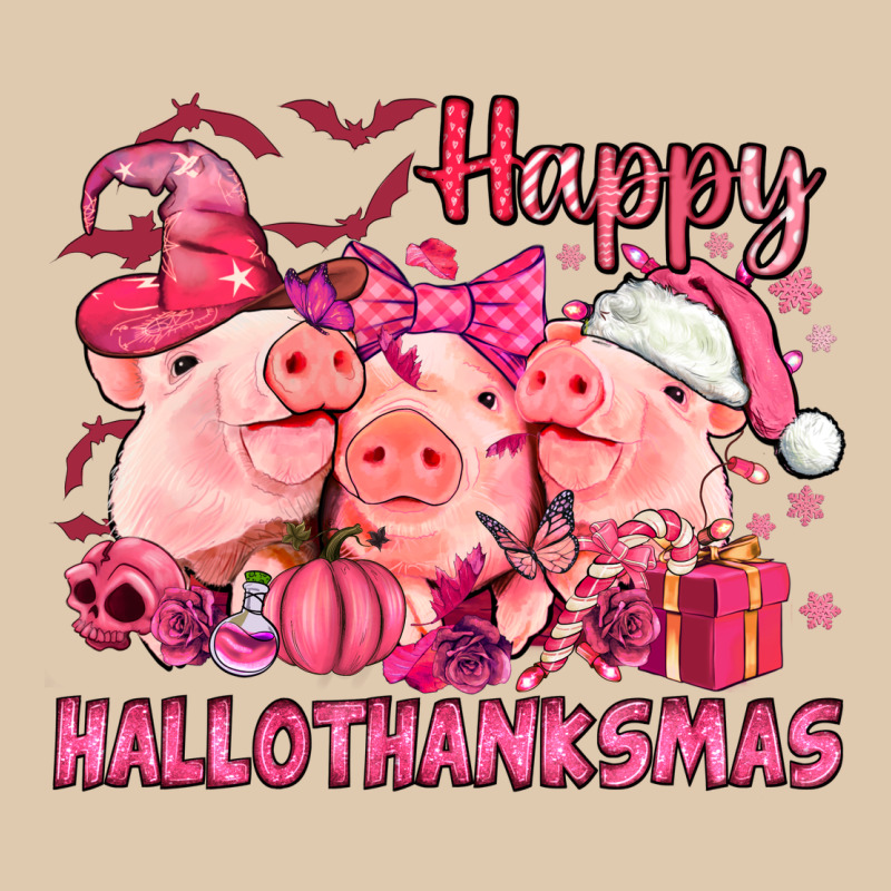 Happy Hallothanksmas Pigs Pink Heavyweight Sweatshirt by NancyCooperArtShop | Teevron