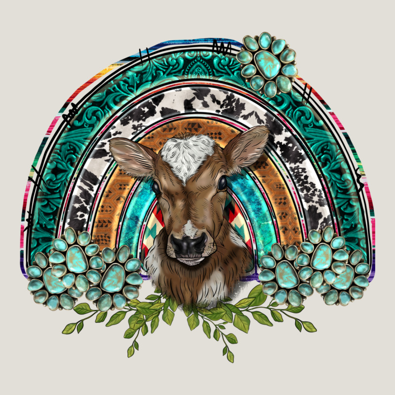 Turquoise Gemstones Brown Baby Cow  Rainbow Heavy Core Tee by BarkalooDesign | Teevron