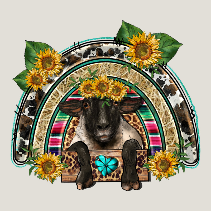 Suffolk Ewe Front Sunflowers Rainbow Heavy Core Tee by BarkalooDesign | Teevron