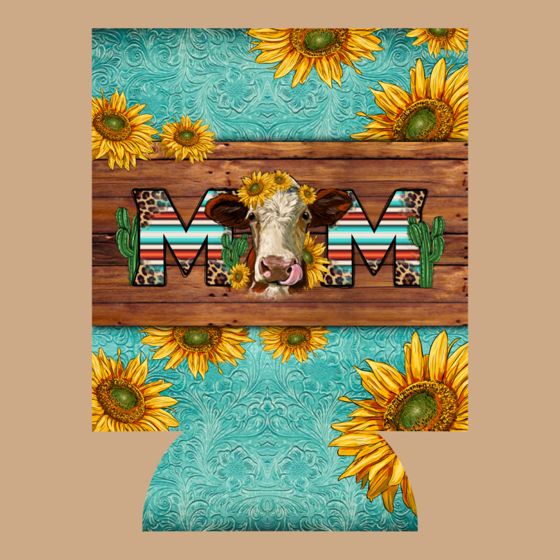 Mom Hereford Cattle Sunflowers On Tooled Leather Regular Can Cooler Vintage Hoodie by BarkalooDesign | Teevron