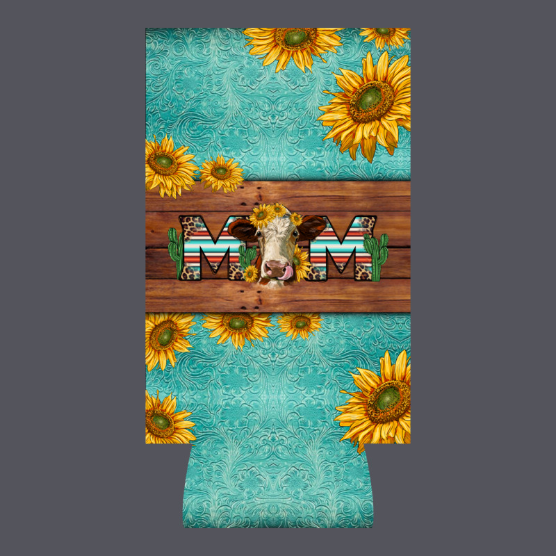 Mom Hereford Cattle Sunflowers On Tooled Leather Slim Can Cooler Vintage Hoodie by BarkalooDesign | Teevron