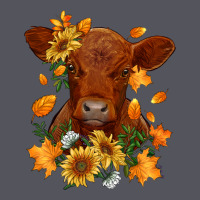 Fall Red Angus Calf Dried Leaves And Sunflowers Vintage Hoodie | Teevron