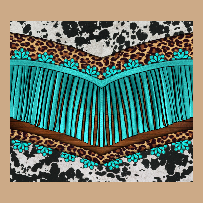 Western Cowhide Leopard Turquoise Fringed Vintage Hoodie by BarkalooDesign | Teevron