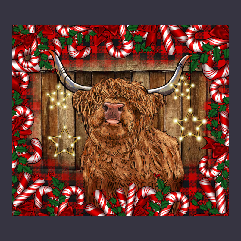 Christmas Highland Cow With Candy Canes Vintage Hoodie by BarkalooDesign | Teevron