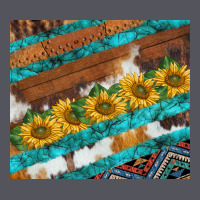 Western Aztec Sunflowers Turquoise Cowhide Vintage Hoodie | Teevron