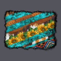 Western Aztec Sunflowers Turquoise Cowhide Background Vintage Hoodie | Teevron