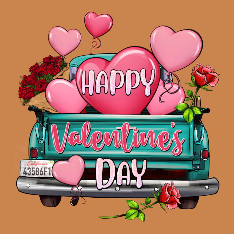 Happy Valentine's Day Turquoise Truck Heavyweight Hoodie by HowdyJamesFarm | Teevron