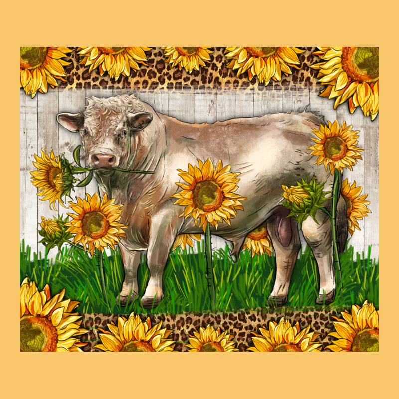 Western Charolais Bull With Sunflowers Vintage Hoodie by LillyAllenDesigns | Teevron