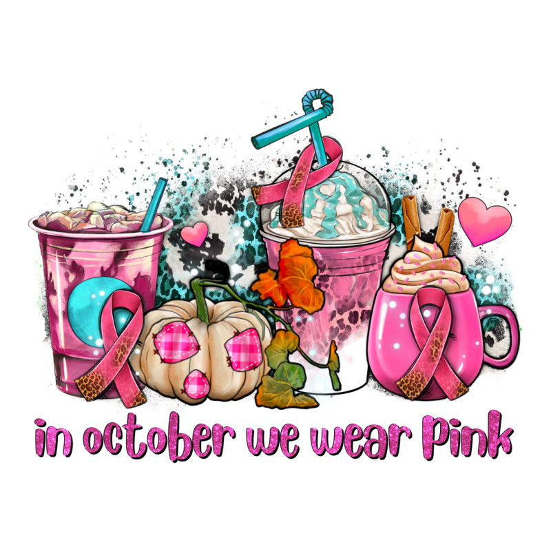 Western Cancer  In October We Wear Pink Coffee Cups With Ribbons Premium Tee by AdoDesignShop | Teevron