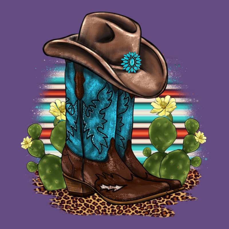 Western Boots And Hat Cactus Leopard Serape Pattern Vintage Hoodie by BarkalooDesign | Teevron
