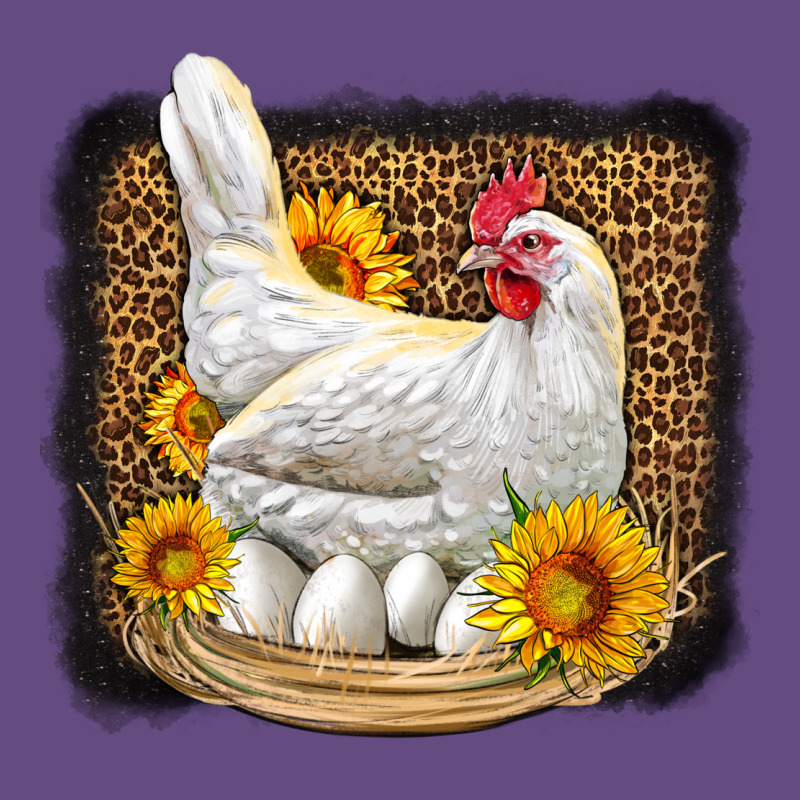 Perched Chicken With Sunflowers Leopard Background Vintage Hoodie by LillyAllenDesigns | Teevron