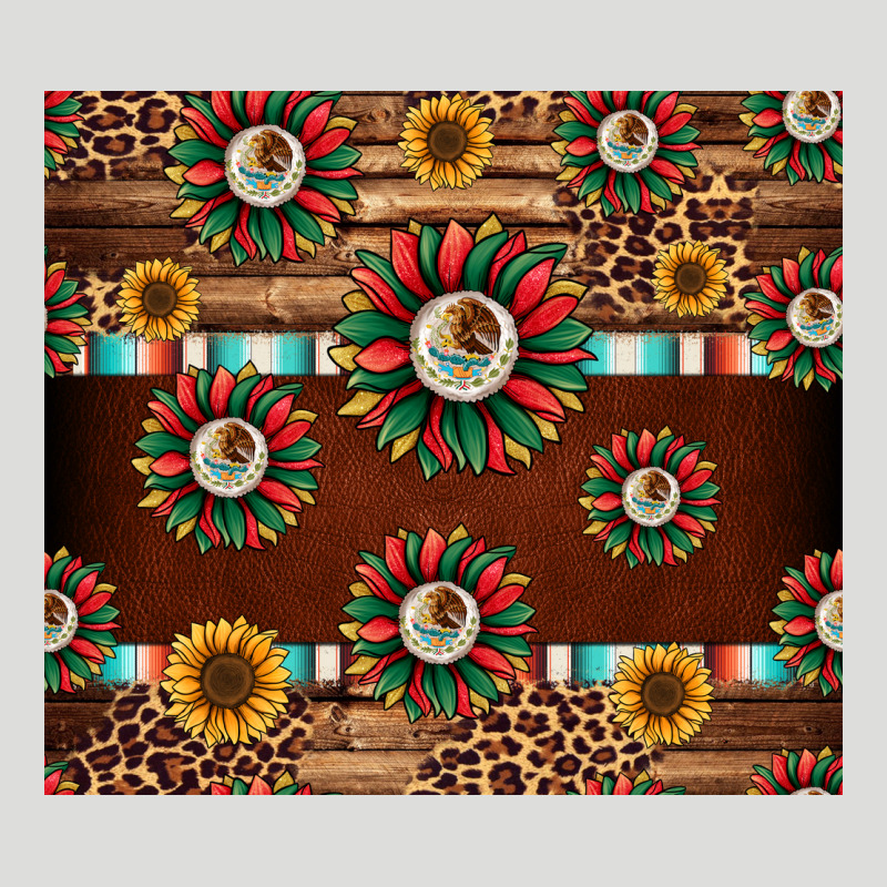 Seamless Mexican Sunflower Tumbler Design Zipper Hoodie by Jasminsmagicworld | Teevron
