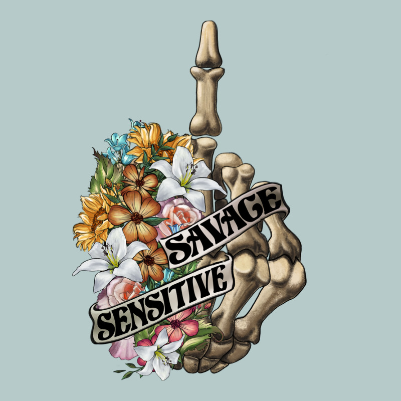 Sensitive Savage Skeleton Middle Finger Heavy Core Tee by FaDigitalArtStudio | Teevron